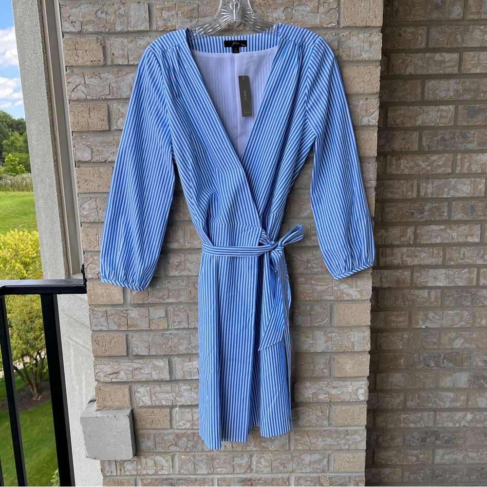 J. Crew Wrap dress in striped cotton poplin